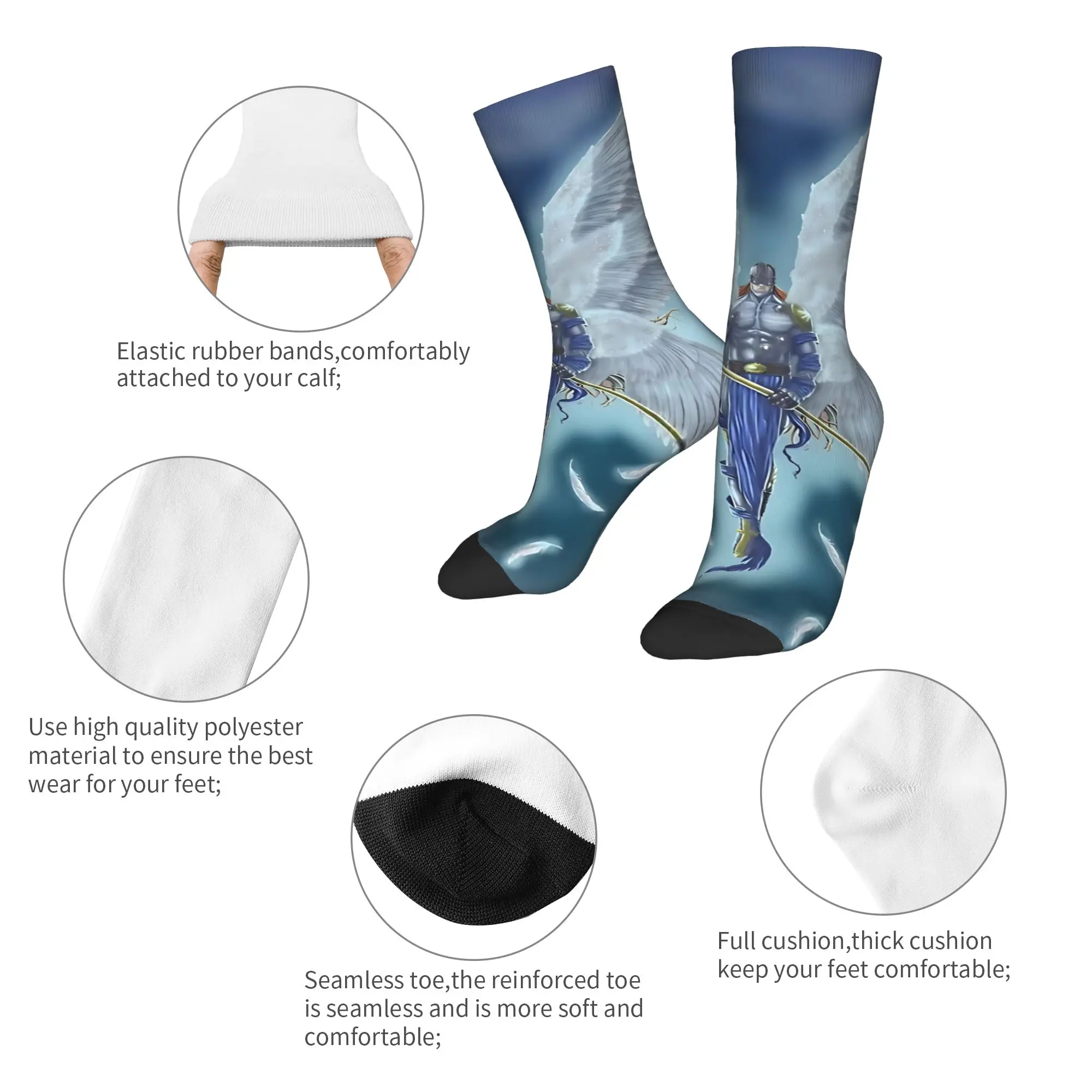 Funny Sock Bandai Digimon Angemon  Rock Seamless Pattern Printed Men Crew Socks Novelty Men's Socks view 4