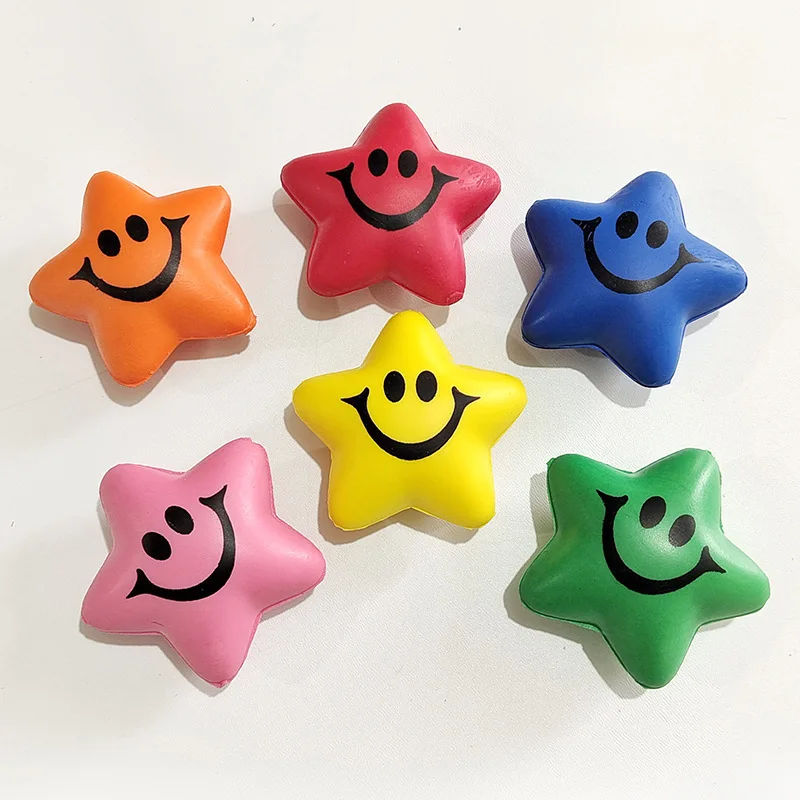 6Pcs Mini Star PU Sponge Balls Foam Stress Relief Ball Toys for Kids Birthday Party Favors Pinata Filler Classroom Prizes