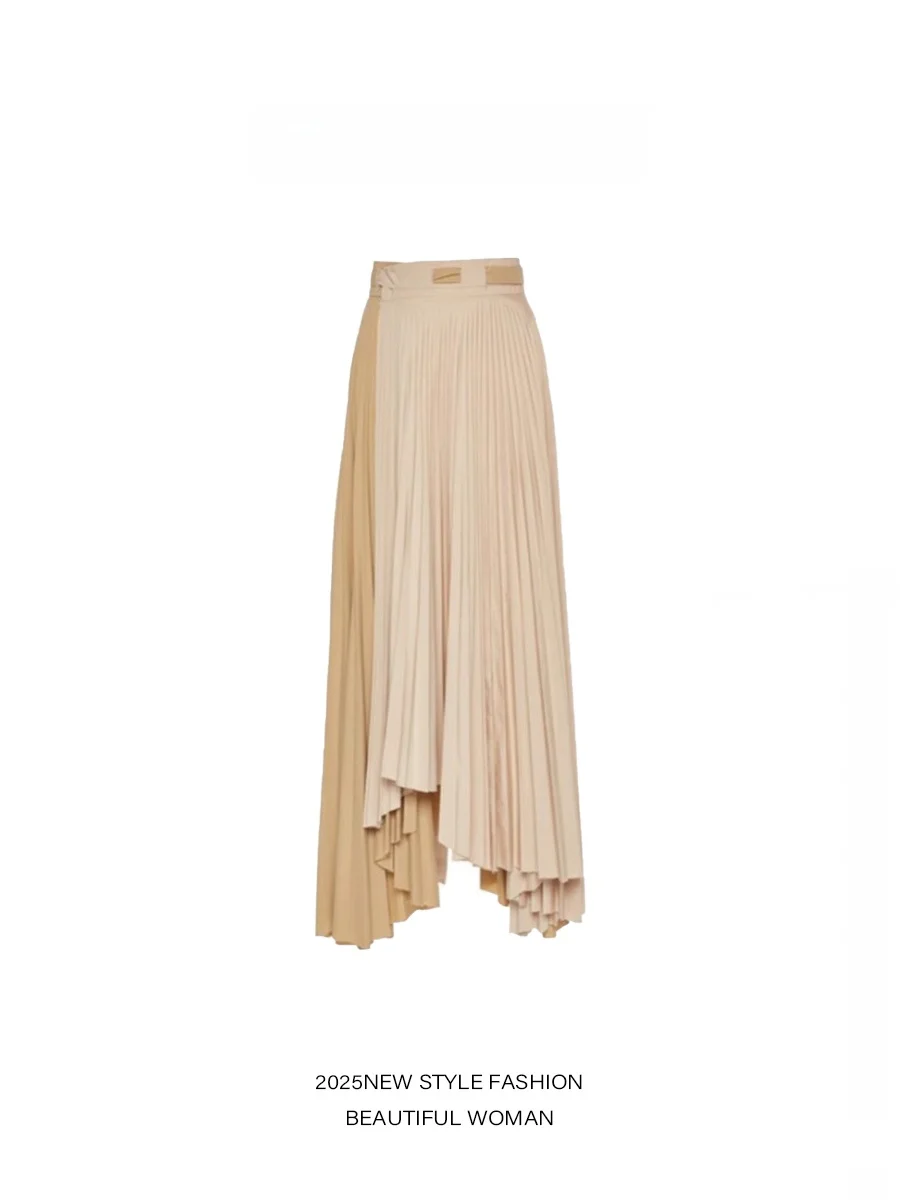 

Юбка миди с высокой талией, плиссированная, женская, длиной до колена, весна-осень, новая, стильная, удобная, для повседневной носки