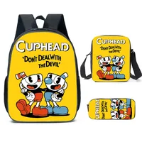 Mochila vendedora caliente de la cabeza de la taza de té de Amazon, mochila del estudiante, mochila de la historieta, bolso de hombro, estuche para lápices