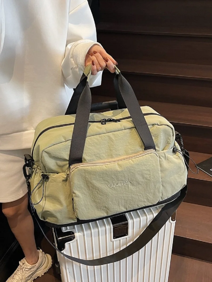 Bolsa de equipaje de viaje portátil para mujer, bolso de gran capacidad para hombre, bolsa de almacenamiento plegable, bolsa de fitness con separación de ropa seca y húmeda