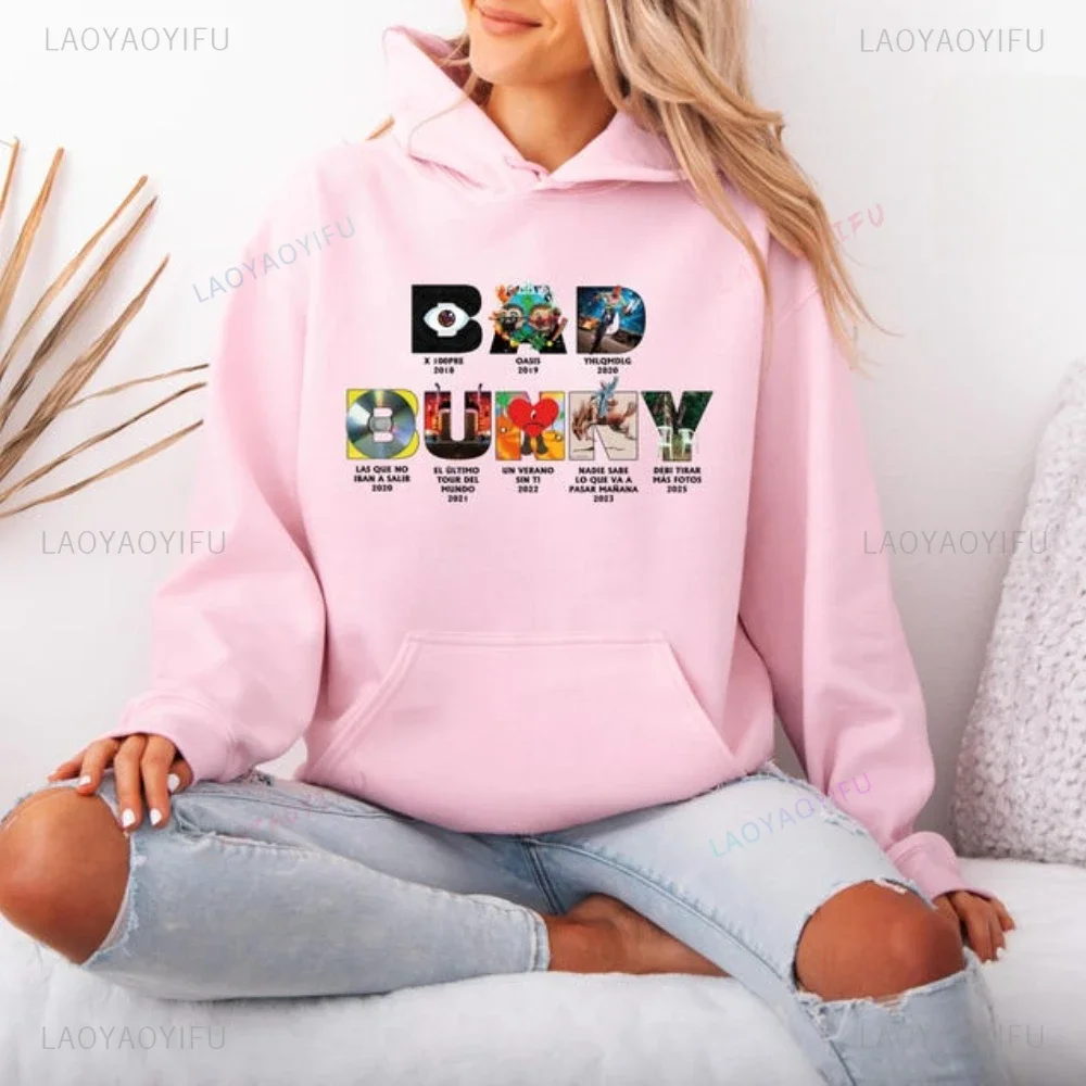 2025 New Album Bad Bunny Debi Tirar Mas Fotos Woman Hoodie Harajuku Music Pullover Tops Man Drop Shoulder Sweatshirt Fans Gift