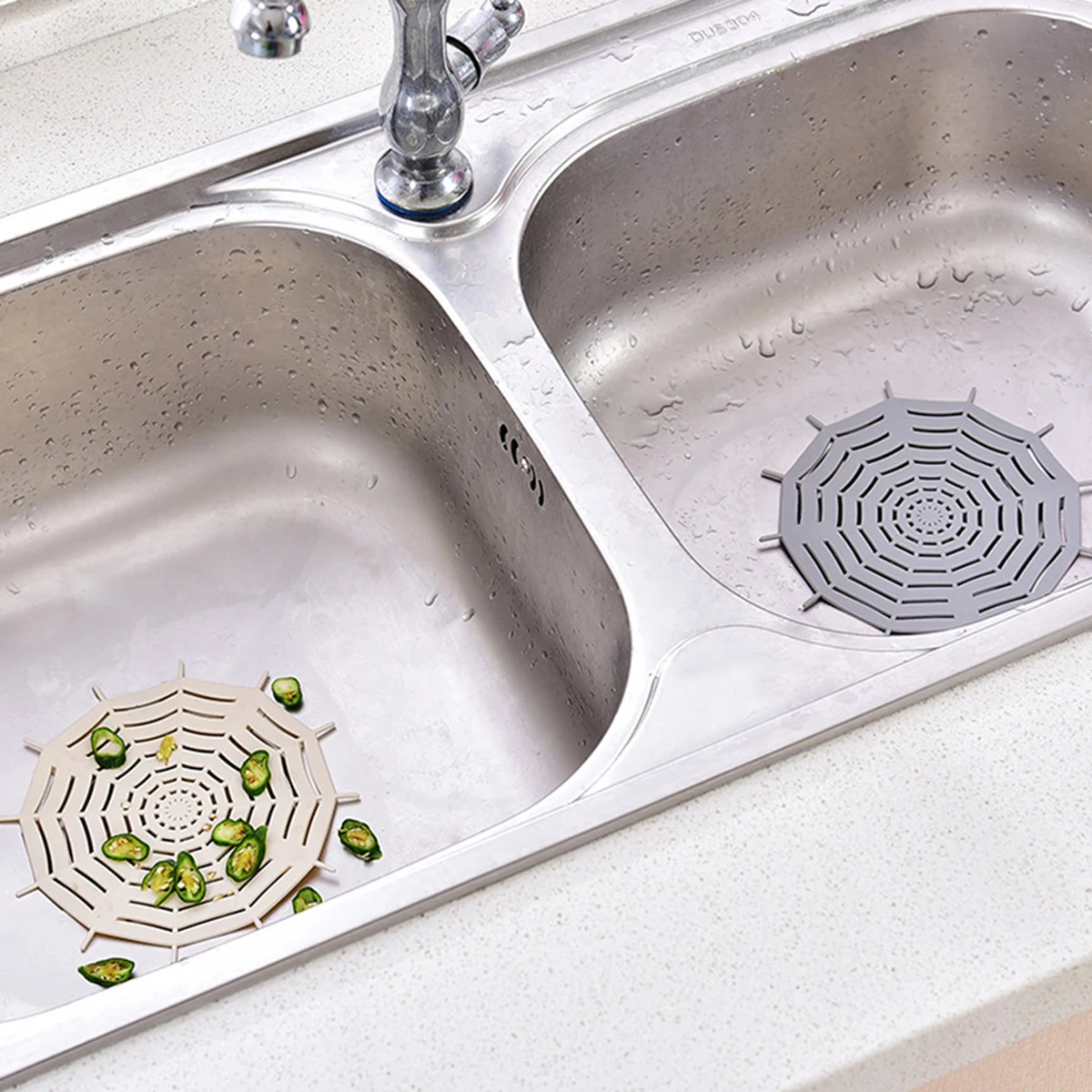 

Drain Filter Screen Sink Strainer Hair Stopper Light Grey Kitchen Bathroom Floor TRP Material Suction Cup Design Prevent