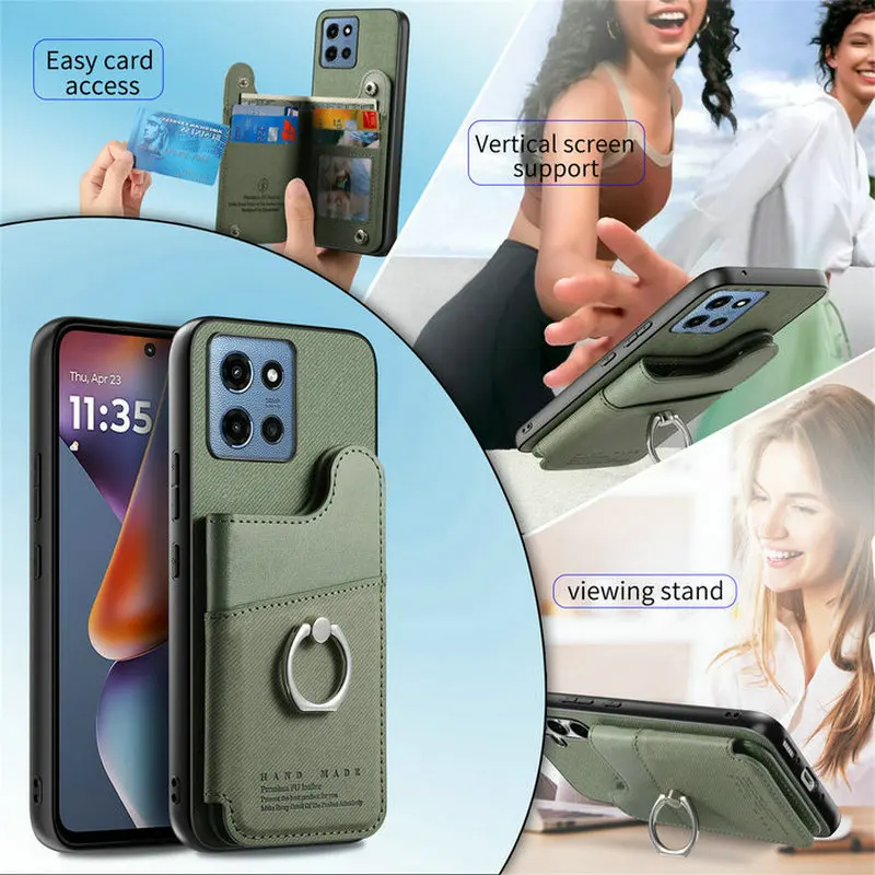 Für Motorola G56 5G RFID Leder Brieftasche Ring Zurück Abdeckung Moto G56 G66J G66Y G96 G85 G75 G35 G15 G05 g84 G54 G04 G24 Power Funda