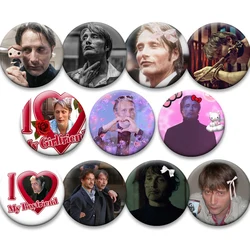 Funny Mads Mikkelsen Hannibal Meme Simple Button Pins Snap in Design Brooches Daily Stylish Ornament Badge Bag Accessories Gift