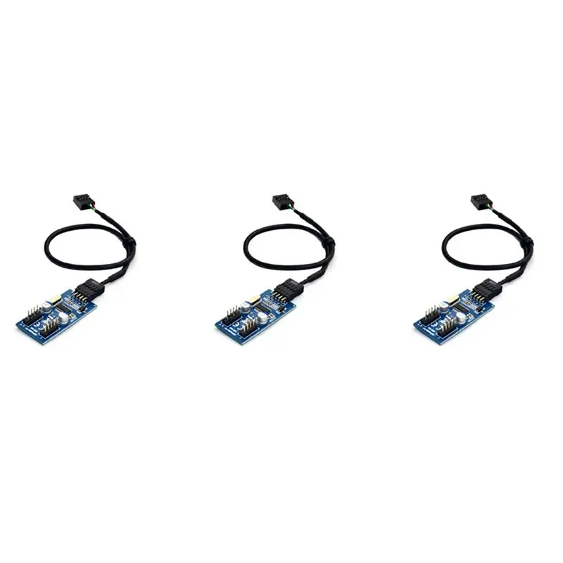 M51K-9Pin USB Header Male 1 To 2/4 Female Extension Cable Card Desktop 9Pin USB HUB USB 2.0 9 Pin Connector Adapter 30Cm 3PCS