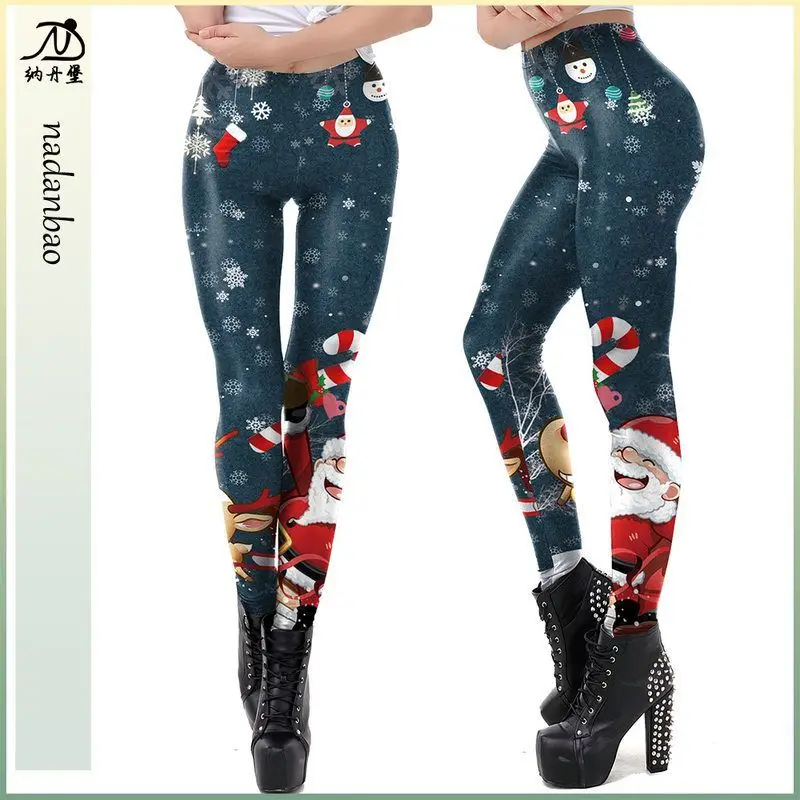 

2024, женские утягивающие леггинсы с цифровым принтом Cisas Elf, девять футов, верхняя одежда, брюки на основе из полиэфирного волокна, модные брюки