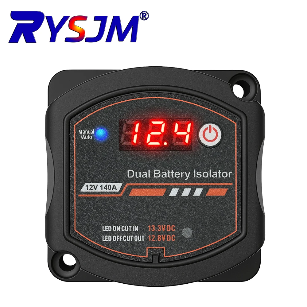 Isolador Inteligente de Bateria Dupla 12V 140A, Relé Digital Sensível à Tensão (VSR) para Carregamento Dividido em Trailers, Carros e RVs