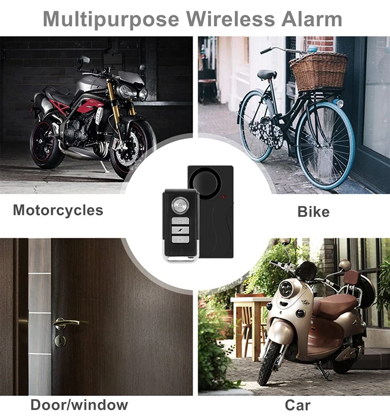 Mini alarme de vélo sans fil, télécommande, étanche, moto électrique, scooter, protection de sécurité de vélo, antivol