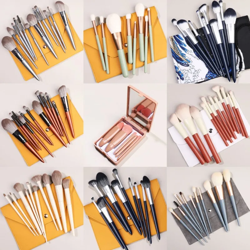 Ensemble de pinceaux de maquillage professionnels, outils de beauté avec sac, fond de teint, correcteurs, ombre à barrage, fard à joues, mélange