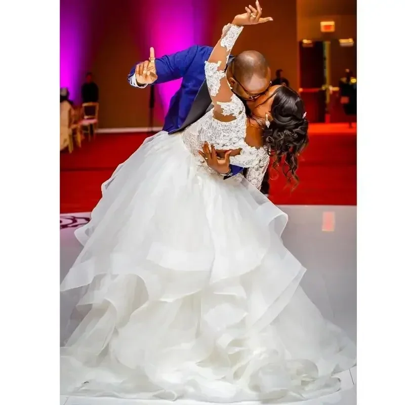 

Customized White Puffy Layered Wedding Dress With Ruffles, Big Ball Gown, Bridal Gowns, Custom Made