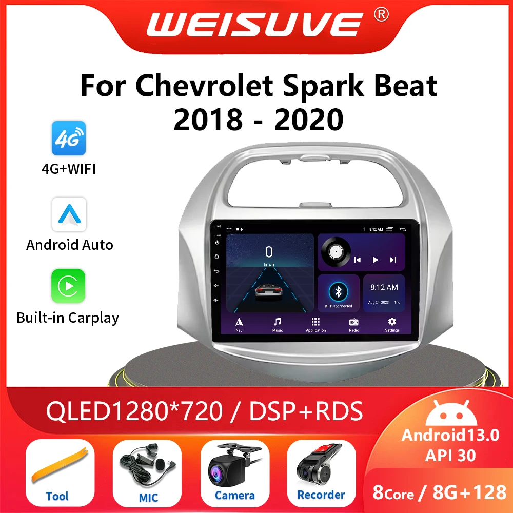 

2din Android 13 For Chevrolet Spark Beat 2018 -2020 Car Radio Multimedia Video Player Navigation Auto Carplay Stereo Wifi 4G GPS