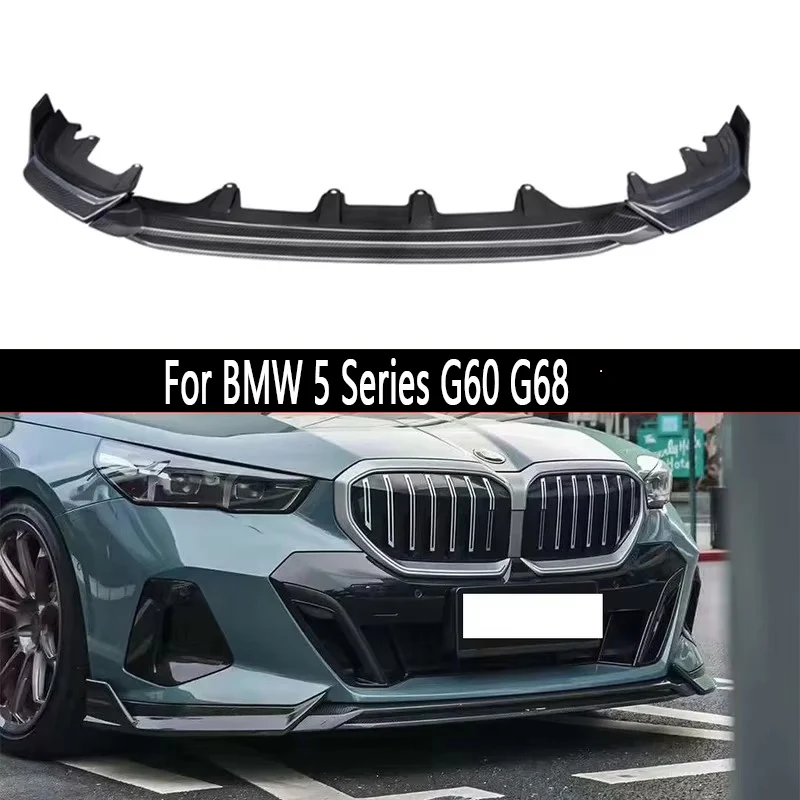 

Для BMW 5 серии G60 G68 2024 + передняя губа из углеродного волокна, передний бампер автомобиля, переключатель, спойлер, диффузор, передняя губа, подбородок, комплект кузова