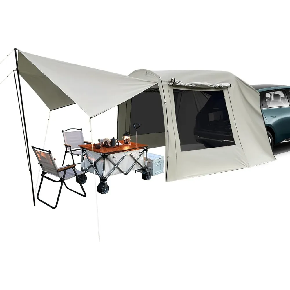 

Waterproof Car Awning for SUV/MPV/Van – 3 Doors & 2 Mesh Windows Outdoor Camping Shelter, Side/Rear Mount Canopy Tent with UV Pr