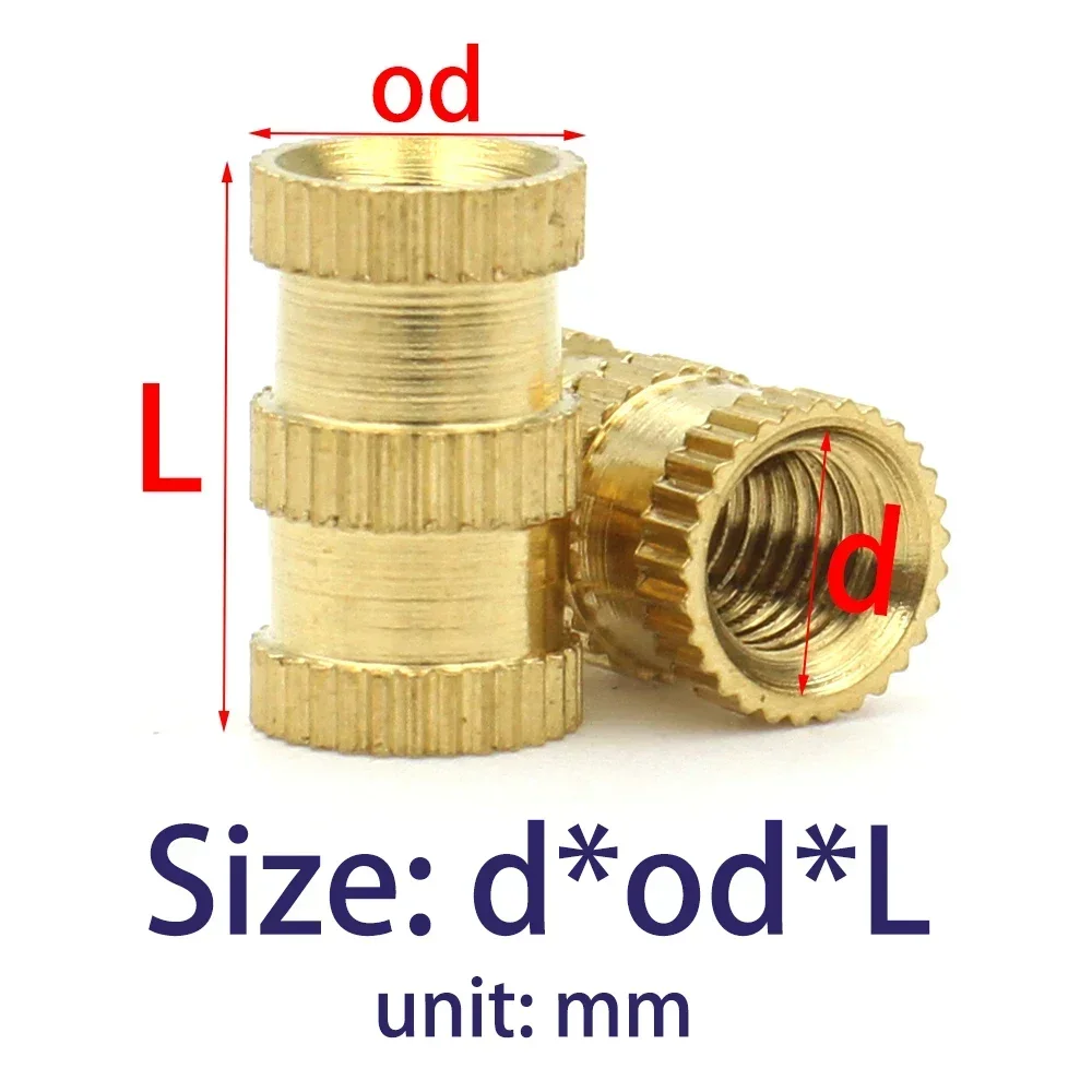 プラスチック射出成形/家具用ローレット加工真鍮インサートナット – M1.4-M10 埋め込み銅インサート