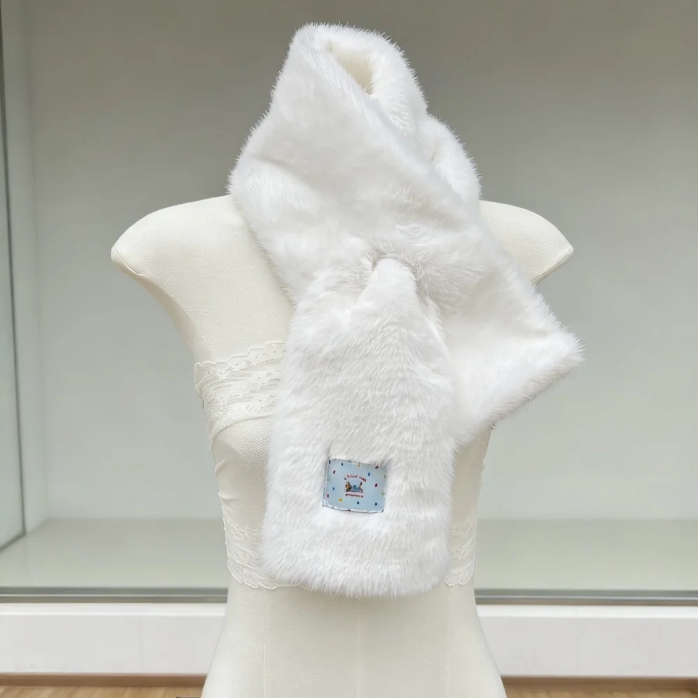 vintage winter Thick warm faux fur scarf Plush for women imitating otter rabbit fur woman Korean style Decorative Accessories