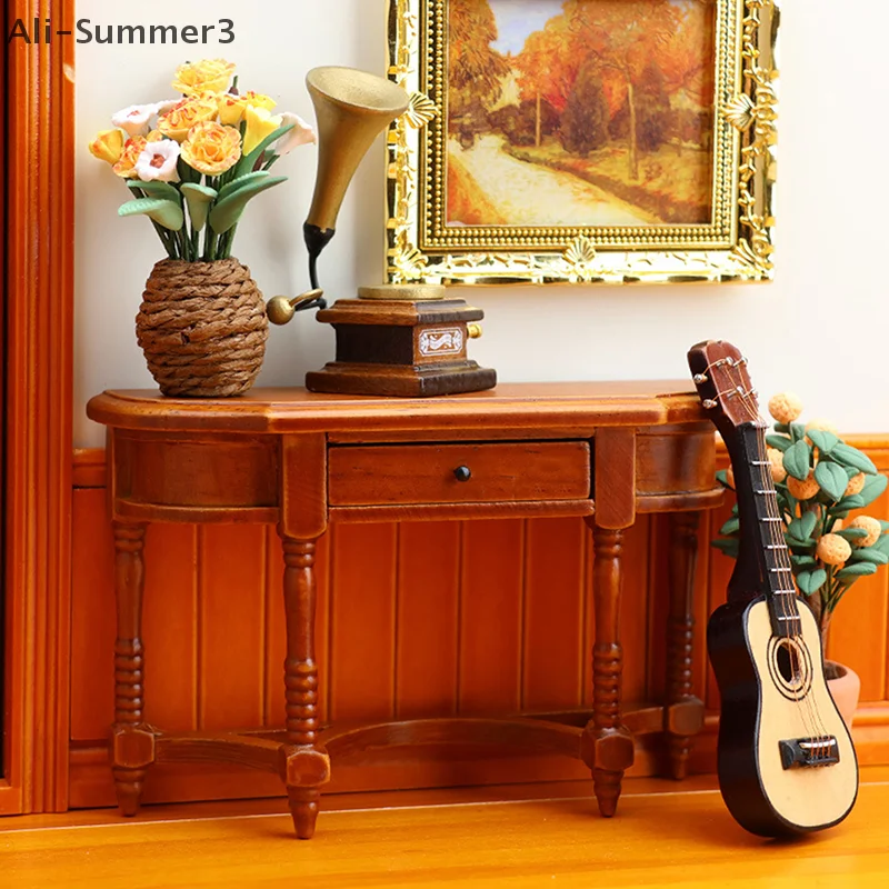1:12 Dollhouse Miniature Retro Half-side Table Sideboard Furniture Home Model Decor Toy Doll House Accessories