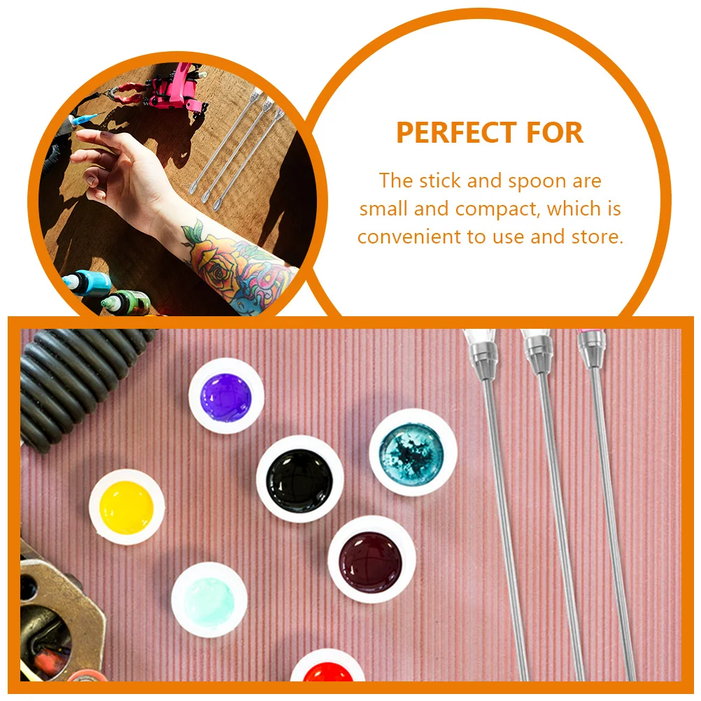 

9 Pcs Eyebrow Tattoo Mixing Rod Mixer Blender Spoon Pigment Ink Metal Spoons Stirring Supplies