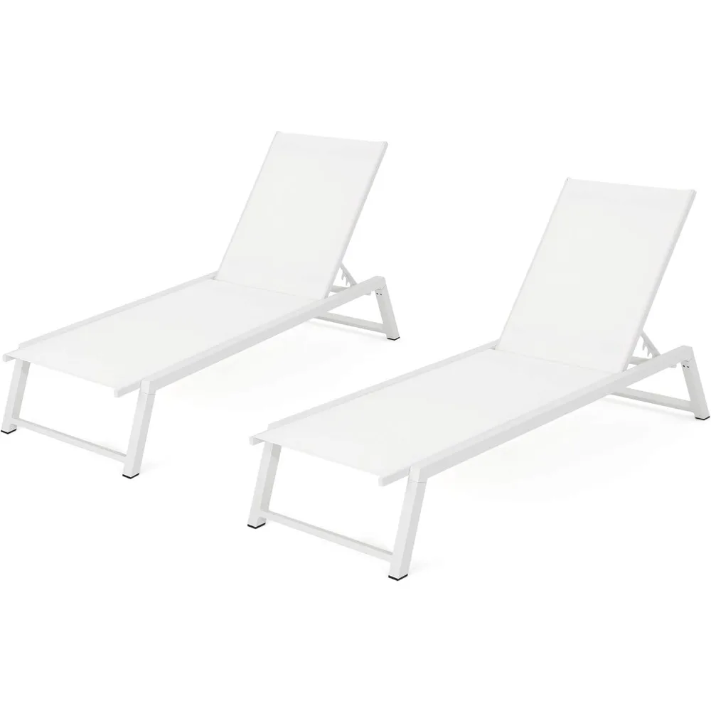 

Outdoor Chaise Lounge Chair, Mesh Chaise Lounges, 2-Pcs Set, White Mesh, Lounge Chair