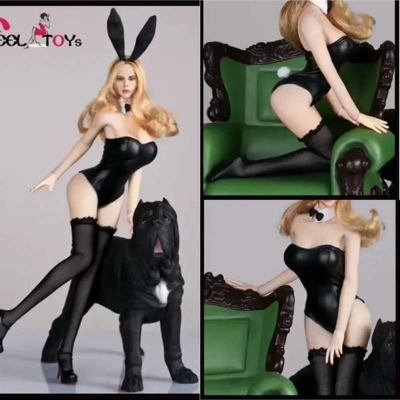 

1/6 Female Soldier Pu Leather Jumpsuit Dress Rabbit Bunny Girl HairBand Collar Model for 12" Action Figure Body Dolls