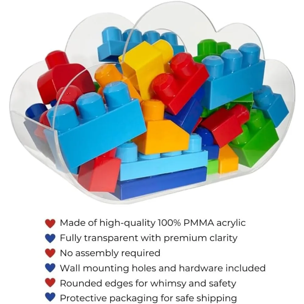 جيب عرض مثبت على الحائط من الأكريليك - منظم تخزين شفاف لحضانات الأطفال وغرف نوم الأطفال