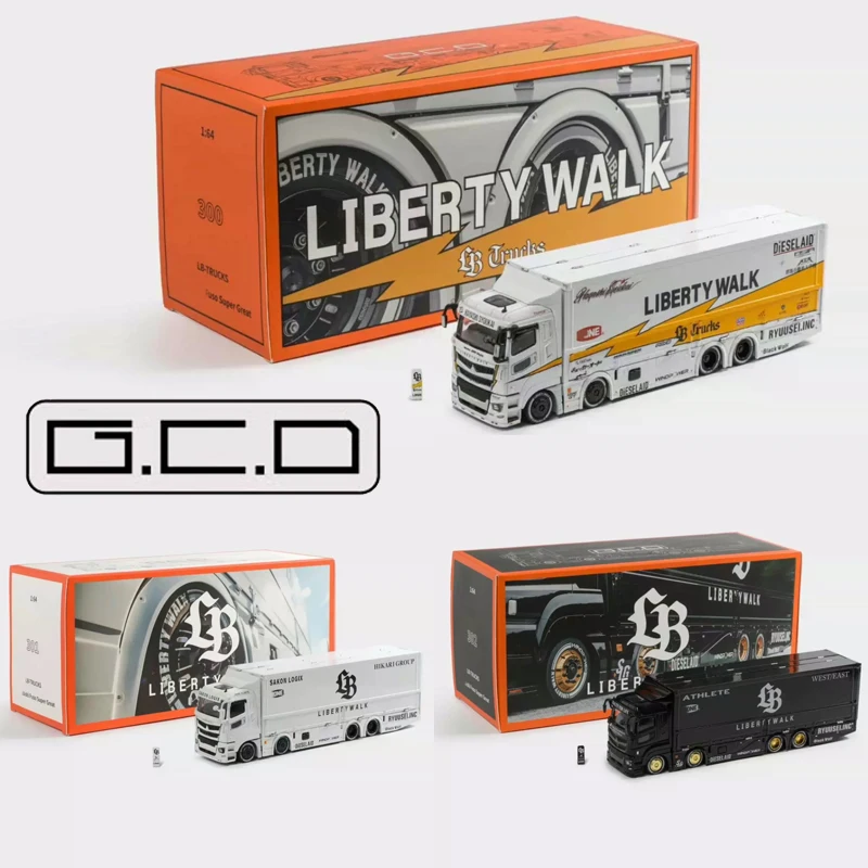 *В наличии* GCD 1:64 LBWK FUSO Супер Силуэт Белый Черный Модифицированный Контейнер Прицеп Грузовик Транспортер Модель автомобиля украшения