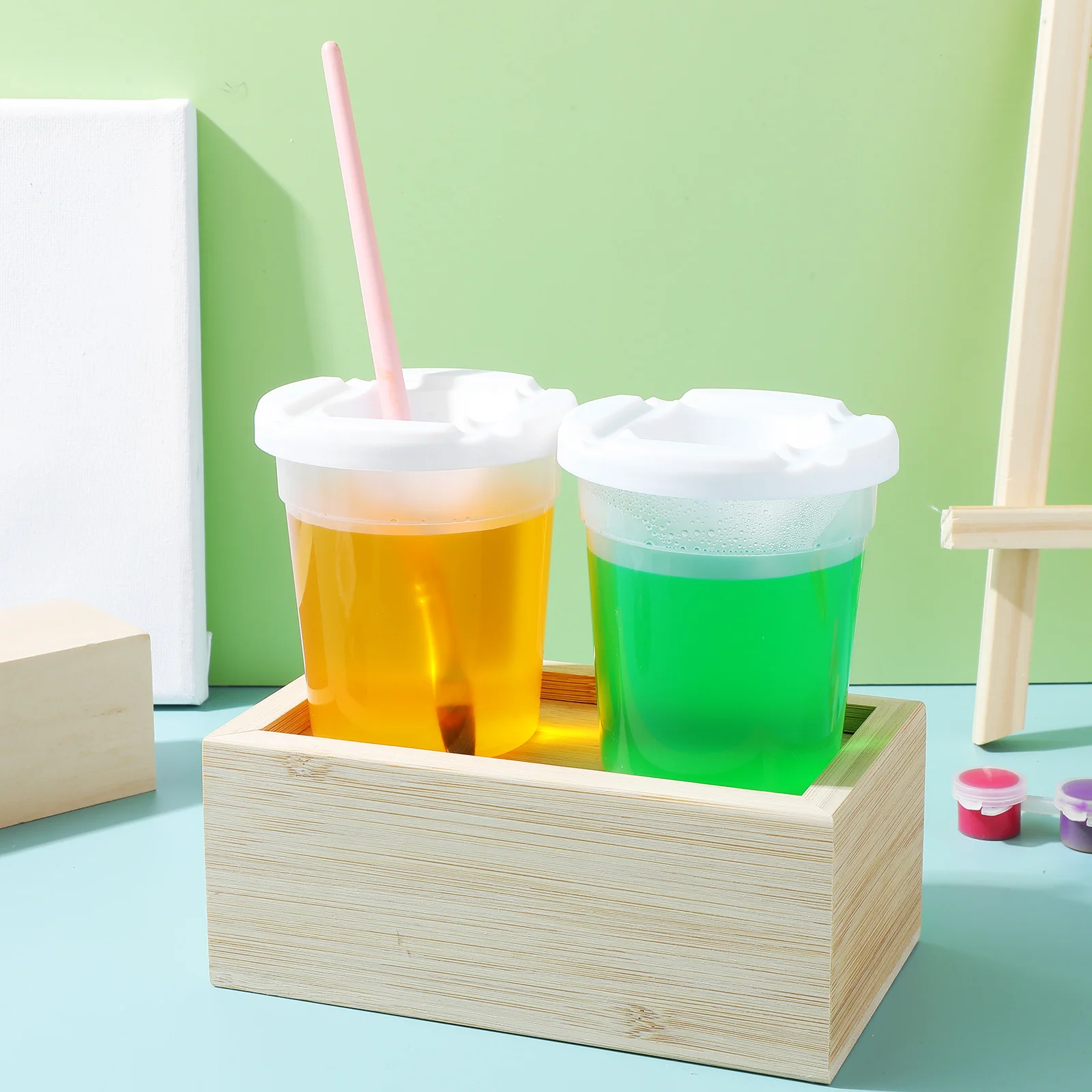 

12Pcs Spill Proof Paint Cups Sealed Lids Acrylic Watercolor Painting Small Artist Paint Storage Plastic Cups with Lids