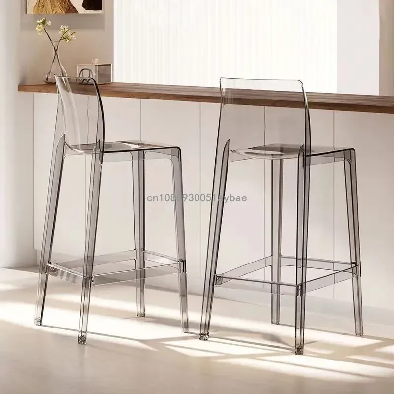 Light Luxury Bar Stool Transparent Acrylic High Stool Creative Cafe Bar Stool Home Living Room Furniture Simple High Chair