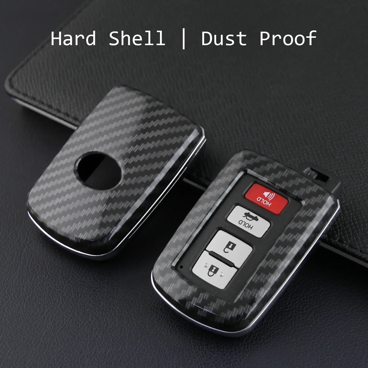 ABS Plastic Carbon Fiber Car Smart Key Case Protective Cover For Toyota 4Runner Avalon Camry Corolla RAV4 Tundra Highlander