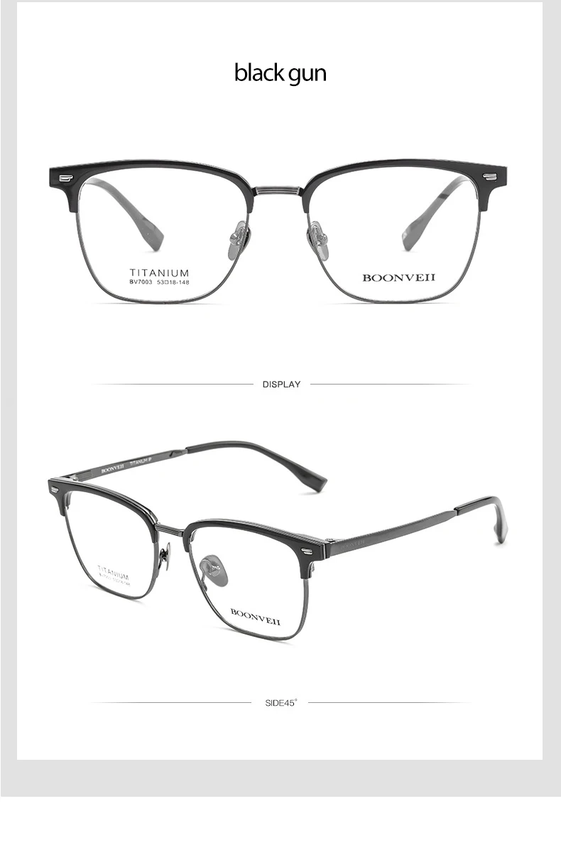 Reines Titan Rahmen Gläser Vollrand Brillen Federscharniere Männer Stil Kurzsichtige Brille Neue Ankunft Gläser – Detail 16
