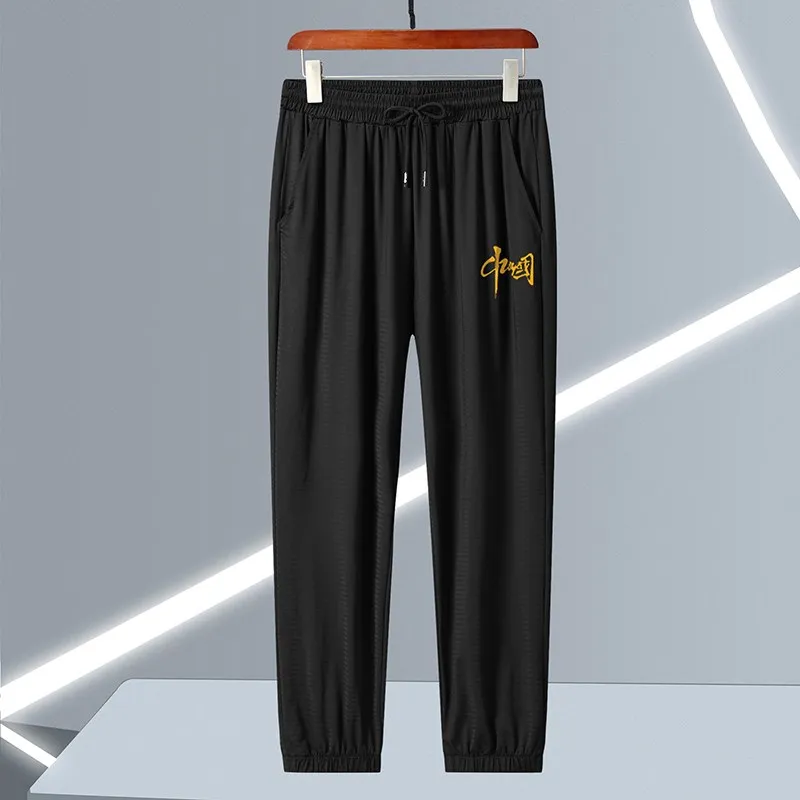 

Мужские летние свободные спортивные брюки из ледяного шелка больших размеров, удобные, из полиэфирного волокна