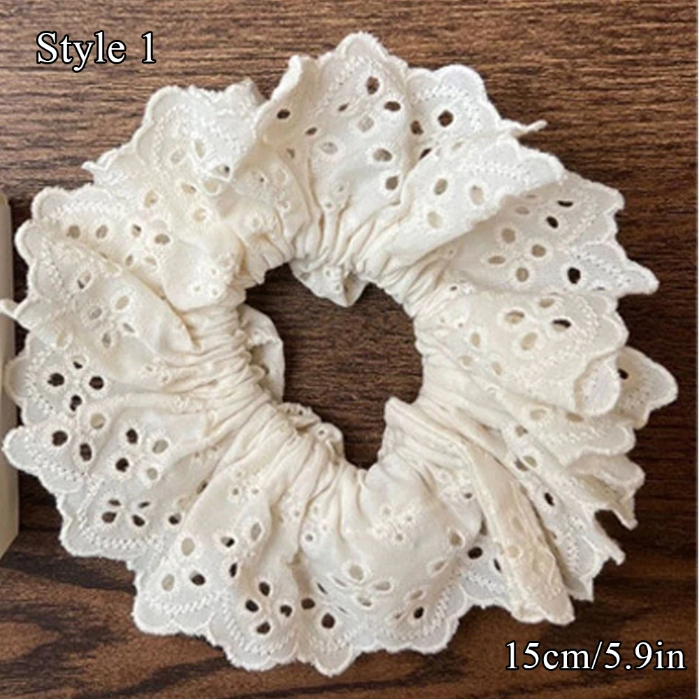 Hair Accessories Four Layer Oversized Lace French Hair Ring Ponytail Holder Hair Ties Lolita Lace Scrunchies INS DIY Soft 1PCS