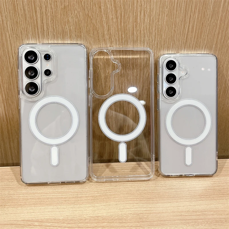 Für Magsafe Magnetische Transparente Handyhülle Für Samsung S26 Ultra Plus S25 Edge S24 FE S23 S22 Stoßfeste Weiche Silikonhülle