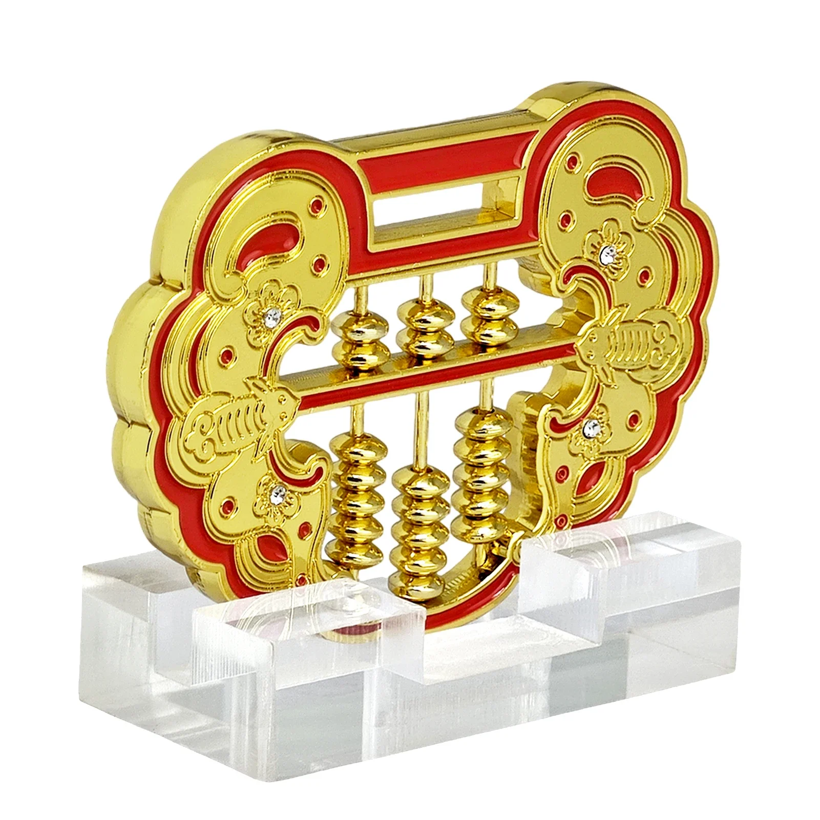 Feng Shui Lock Shaped Wealth Abacus Blessing Protect Money Luck Amulet Statue Home Decoration