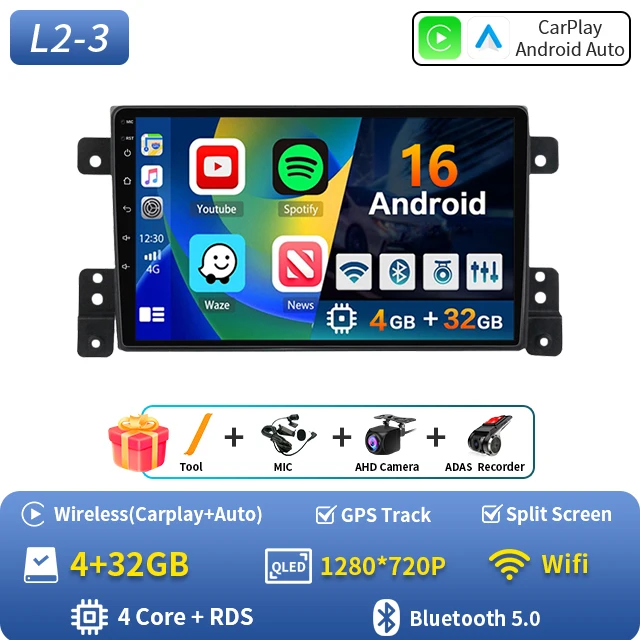 2Din autoradio Android 16 voor Suzuki Grand Vitara 3 2005-2010 2011-2015 autoradio multimediaspeler GPS Carplay Android Auto WIFI