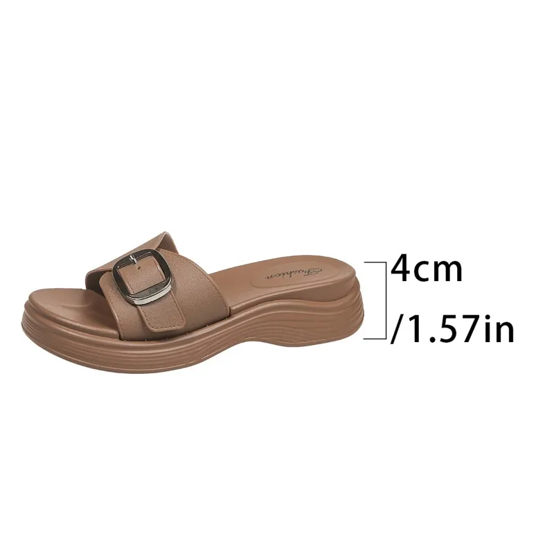 صنادل نسائية 2025 شباشب نسائية ريترو جديدة منصة عصرية نعل PVC أحذية نسائية عالية المظهر Zapatos De Mujer