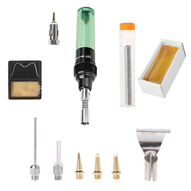 11Pieces Gas Welder Electric Welding Tool Cordless Gas Soldering Iron Set Hand Tools Kit Welding Equipment Accessories