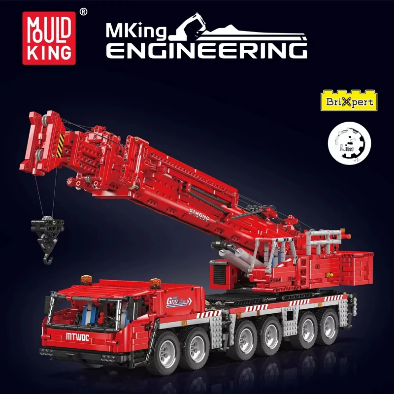 Novo 4566 pçs controle remoto técnico grove gmk guindaste bloco de construção montagem caminhão vermelho modelo tijolos brinquedos para crianças presentes 17065