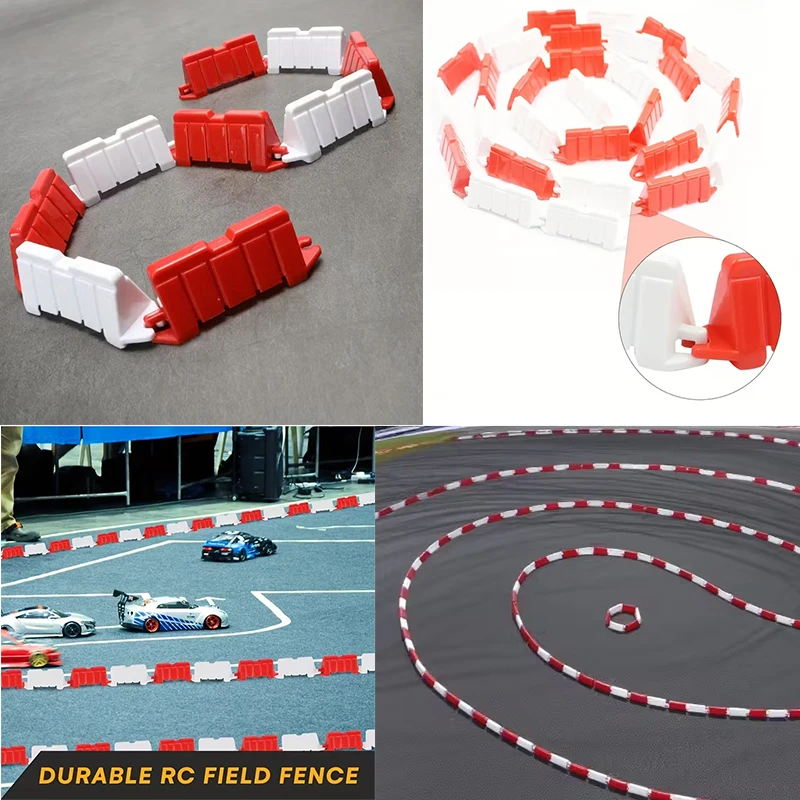 

40/120 PCS RC Drift Track Tile & Barrier Set, Red & White Race Track for 1/14 1/16 1/18 1/24 1/28 Mini Drift Cars