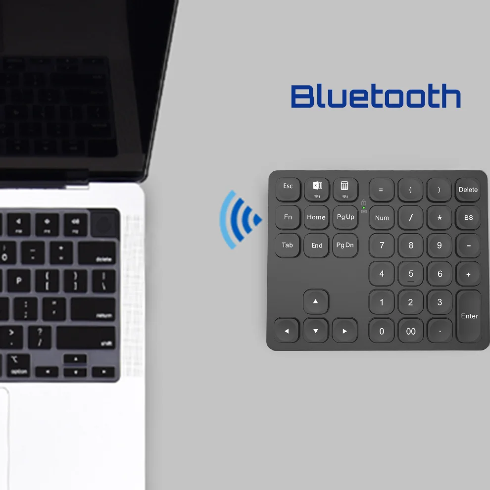 BOW Dual Bluetooth Numeric Keyboard Rechargeable Wireless Number Numpad for iPad Laptop Windows ios Slinet Digital Keyboard