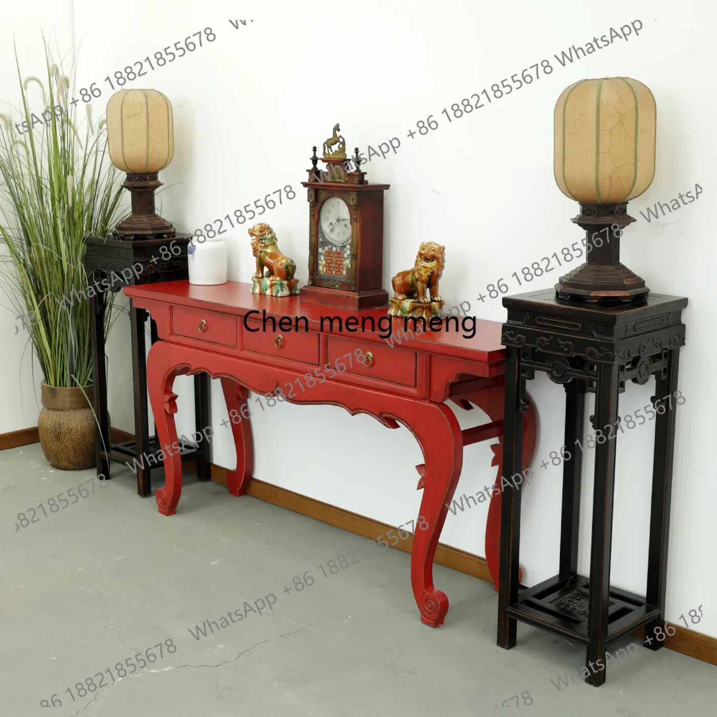 Color paint old furniture table retro, solid wood tenon and mortise structure strip case pine table case
