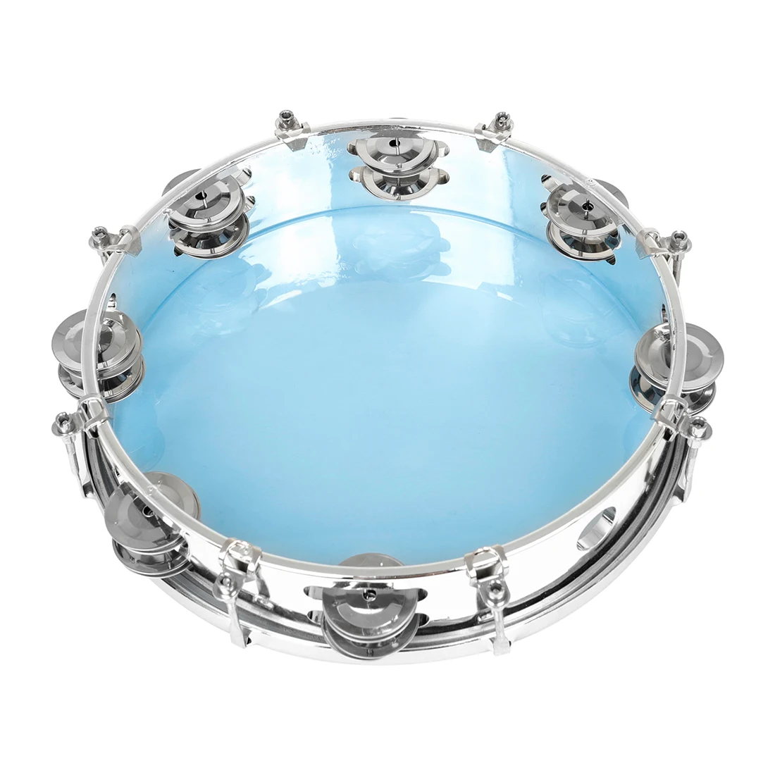 IRIN 10-inch Double Row Blue Handbell Self Tuning Transparent Tambourine Orff Percussion Instrument   Party/Celebration Play