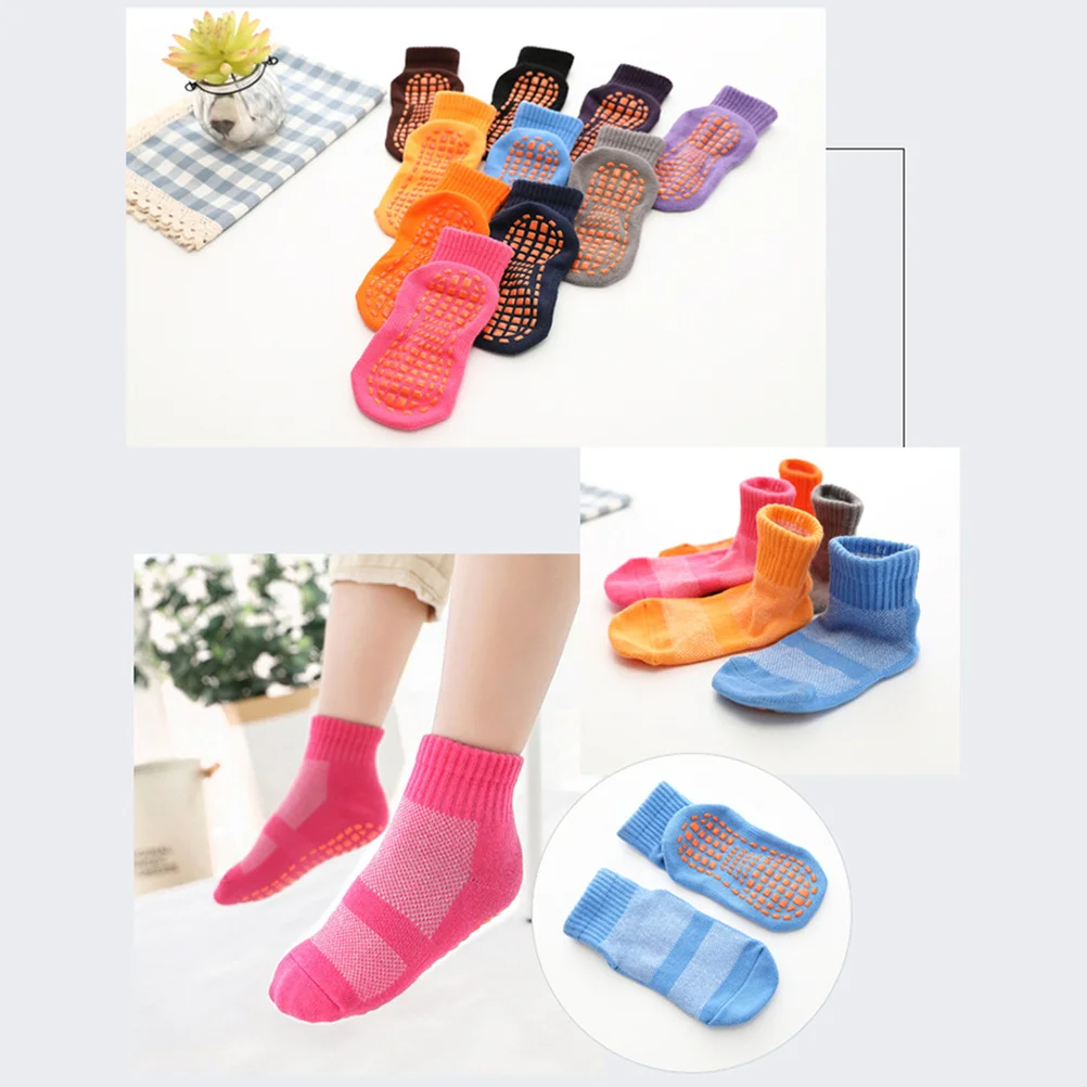 

3Pairs Non-Slip Floor Socks Children Comfortable Cotton Sock Warm Winter Gift Idea for 5-11 Years Old Orange M Size
