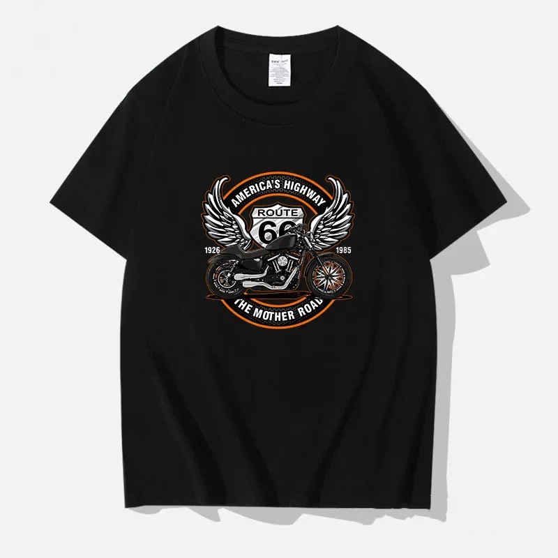 

American Road T-shirts, Men's and Women's Round-neck Cotton T-shirts, 66 Mother Road Old-fashioned T-shirts, Tops