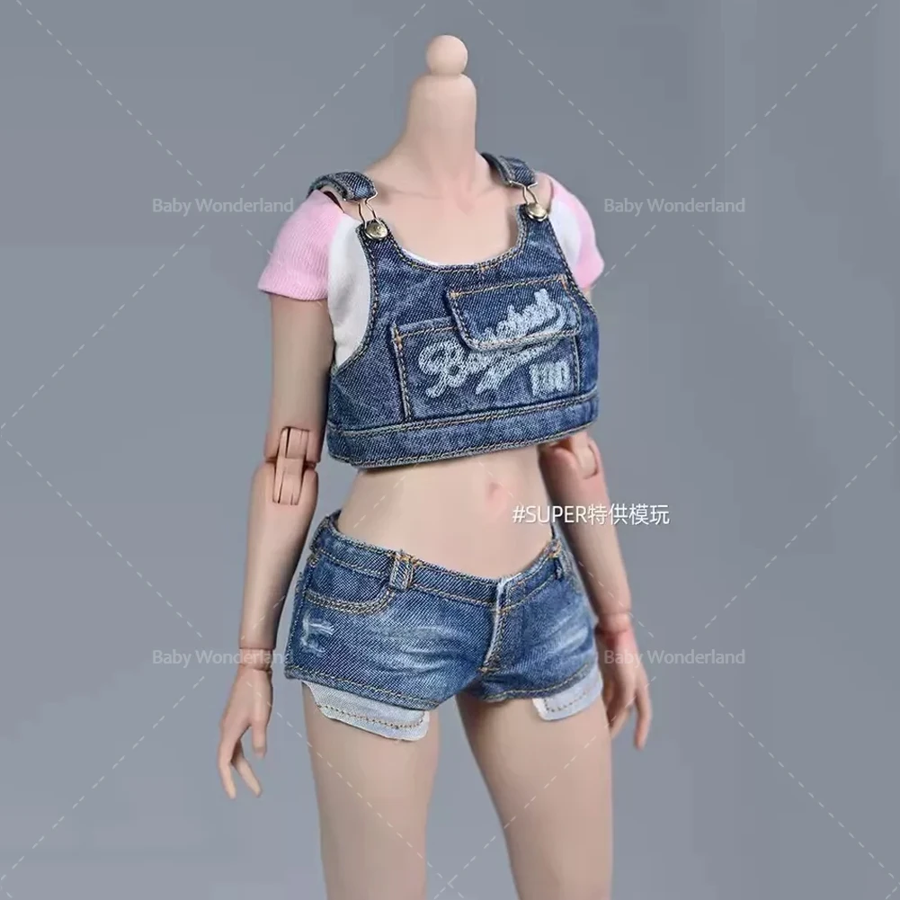 1/6 Woman Blue Jeans Set Sexy And Cute Clothing Model Accessories Fit 12