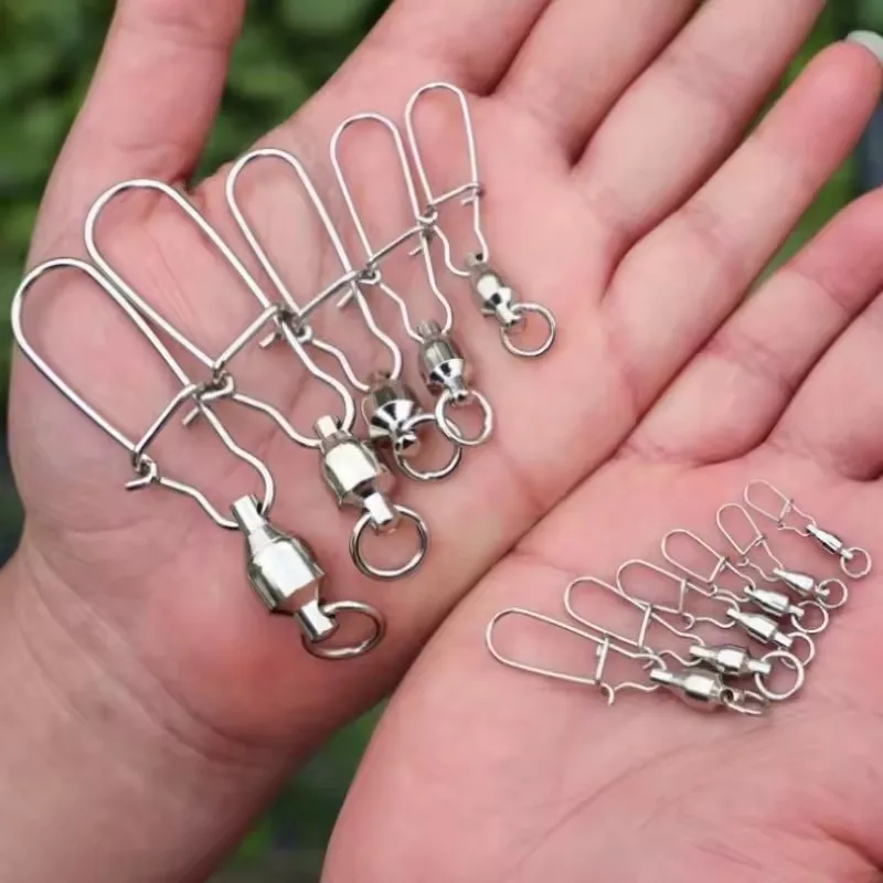 20Pcs Fishing Swivels Ball Bearing Interlock Snap Pin Stainless Steel Fishing Accessories Fishing Lures Pin Connector Fish Tools