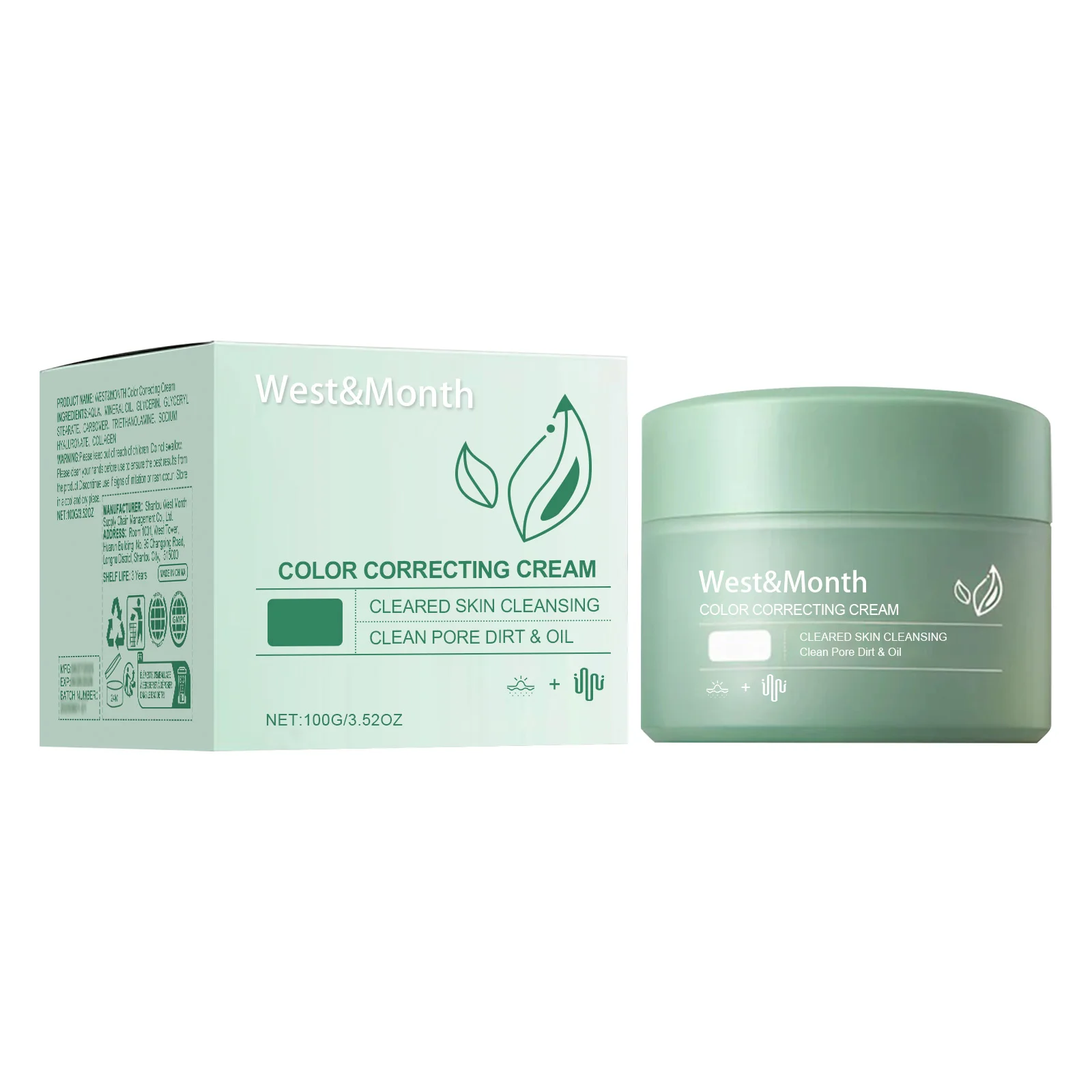 Baume Nettoyant Profond 100g, Crème Correctrice de Couleur, Dissolvant de Saletés des Pores, Éliminateur de Points Noirs, Crème Fondante au Thé Vert, Soulagement des Rougeurs