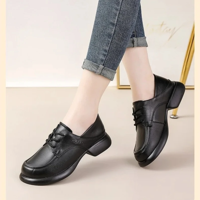 2025-women-spring-new-genuine-leather-lace-up-shoes-british-style-round-toe-women-shoes