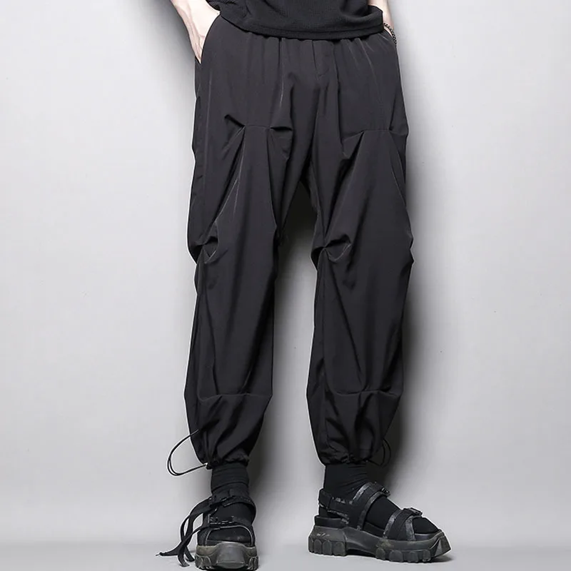 Men's Loose Pleated Leggings Japanese Overalls Drawstring Leggings Three-Dimensional Pinched Loose Casual Capris