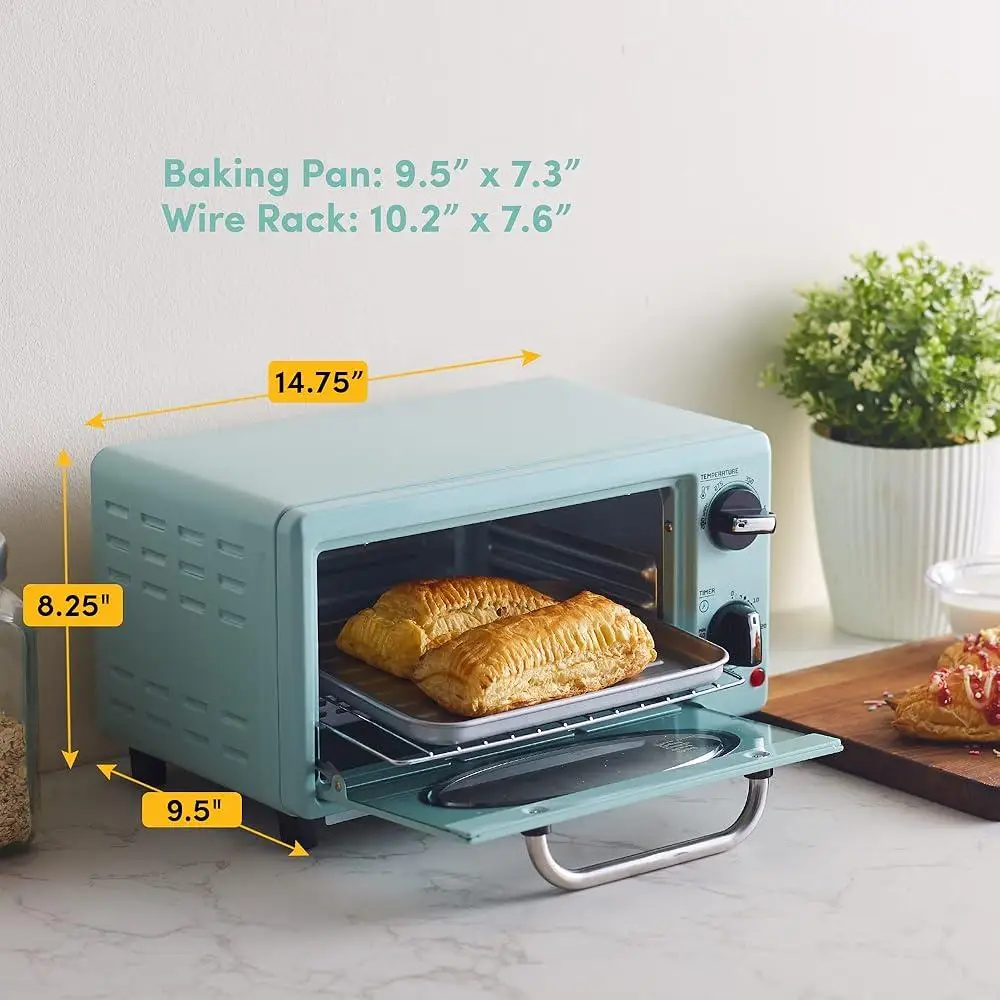 50S Retroเคาน์เตอร์เครื่องปิ้งขนมปังเตาอบจับเวลาBakeพิซซ่าToastย่างย่าง 1000Wพร้อมอุปกรณ์เสริมเหมาะสําหรับขนมขบเคี้ยว